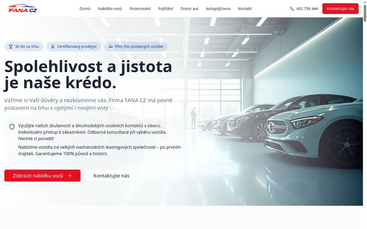 Náhled webu FANA CZ